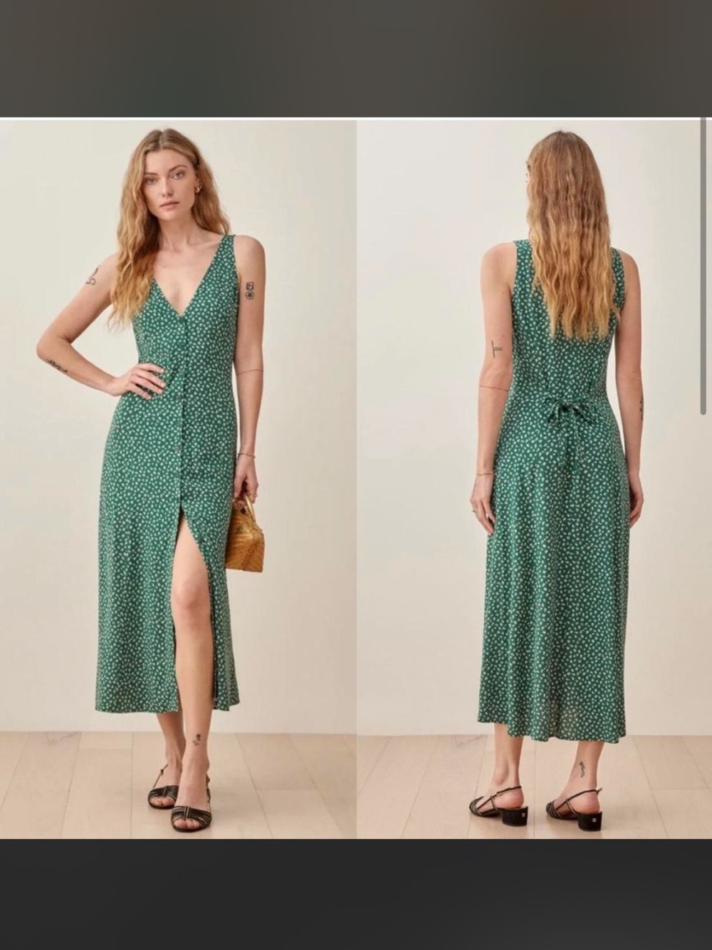 Reformation Luke dress in green floral size 2